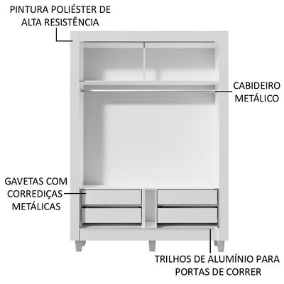 Guarda-Roupa Dallas Plus 2 Portas Correr 2 Espelhos Madesa