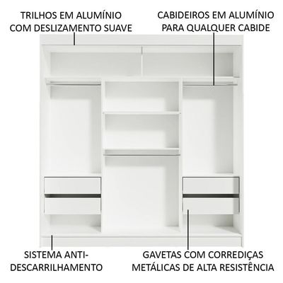 Guarda-roupa Casal Reno 3 Portas de Correr Madesa