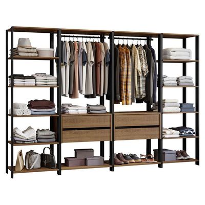 Guarda-roupa Closet Modulado Valencia 4 Gavetas 258cm Rustic/preto Madesa 01 Rustic/preto