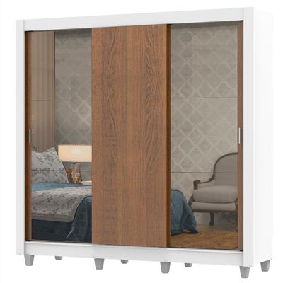 Guarda-roupa Casal Madesa Lyon Plus Com Pés Branco/Rustic