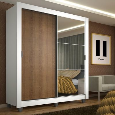 Guarda-Roupa Denver 2 Portas 1 Espelho Rustic/Branco Madesa