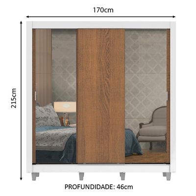 Guarda-roupa Casal Madesa Lyon Plus Com Pés Branco/Rustic