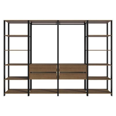 Guarda-roupa Closet Modulado Valencia 4 Gavetas 258cm Rustic/preto Madesa 01 Rustic/preto