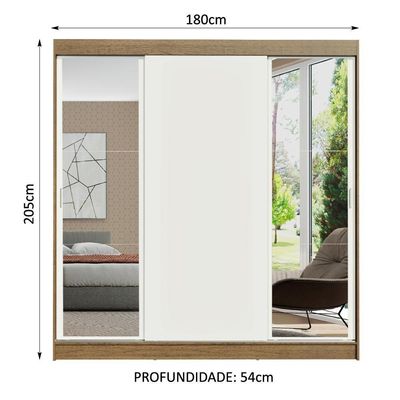 Guarda-roupa Casal Reno 3 Portas de Correr Espelhos Madesa