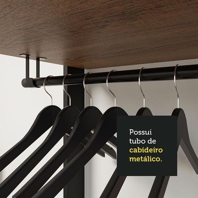 Guarda-roupa Closet Modulado Valencia 4 Gavetas 199cm Rustic/preto Madesa 02 Rustic/preto