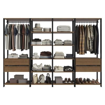 Guarda-roupa Closet Modulado Valencia 4 Gavetas 258cm Rustic/preto Madesa 02 Rustic/preto
