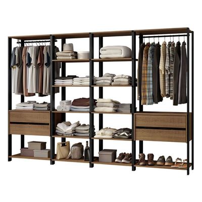 Guarda-roupa Closet Modulado Valencia 4 Gavetas 258cm Rustic/preto Madesa 02 Rustic/preto