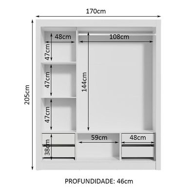 Guarda-roupa Casal Lyon Branco 3 Portas de Correr Madesa