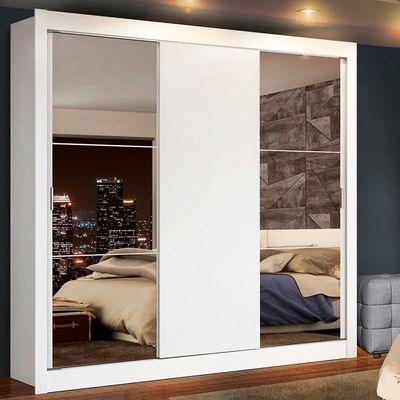 Guarda-roupa Casal Lyon Branco 3 Portas de Correr Madesa