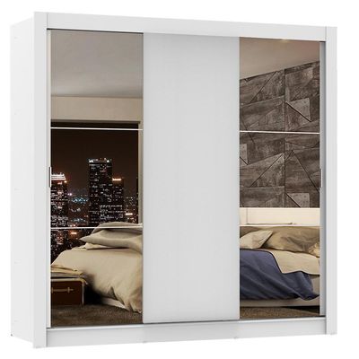 Guarda-roupa Casal Lyon Branco 3 Portas de Correr Madesa