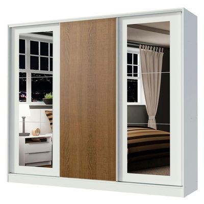 Guarda-roupa Casal Eros 3 Portas de Correr com Espelhos