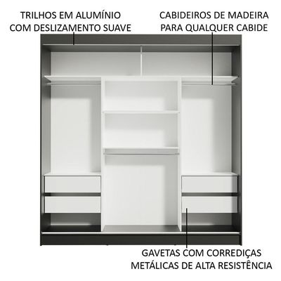 Guarda-roupa Casal Reno 3 Portas de Correr Espelho Madesa