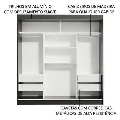Guarda-roupa Casal Reno 3 Portas de Correr Espelho Madesa
