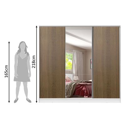 Guarda-Roupa Casal Royale 3 Portas Correr 1 Espelho Madesa