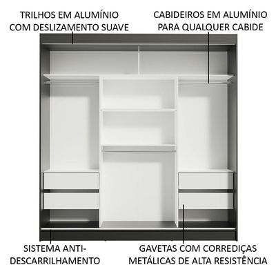 Guarda-roupa Casal Reno 3 Portas de Correr Madesa