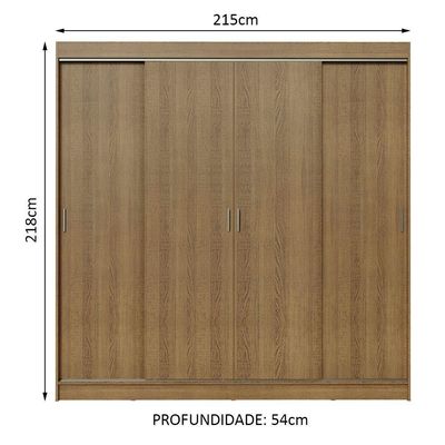 Guarda-roupa Casal Austin 4 Portas Correr 3 Gavetas Madesa