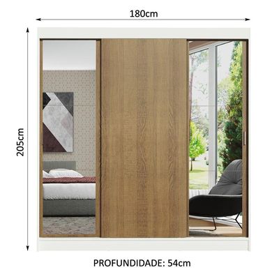 Guarda-roupa Casal Reno 3 Portas de Correr Espelhos Madesa