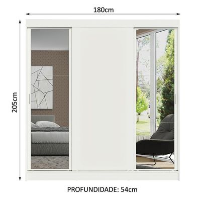 Guarda-roupa Casal Reno 3 Portas de Correr Branco Madesa