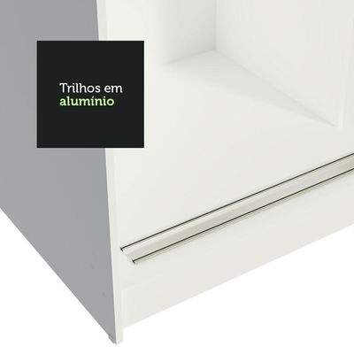 Guarda-roupa Casal Madesa Reno 3 Portas Correr Branco Cinza