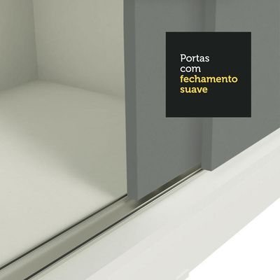 Guarda-roupa Casal Madesa Reno 3 Portas Correr Branco Cinza