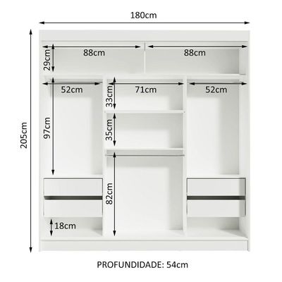 Guarda-roupa Casal Madesa Reno 3 Portas Correr Branco Cinza