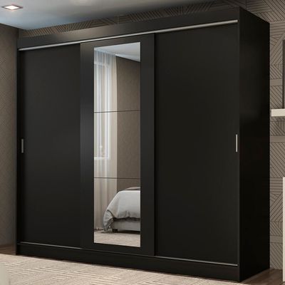 Guarda-roupa Casal Kansas 3 Portas de Correr com Espelho 3 Gavetas Madesa