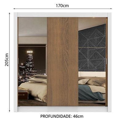 Guarda-roupa Casal Mônaco Branco 3 Portas de Correr Madesa