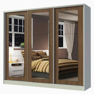 Guarda-roupa Casal Eros 3 Portas de Correr de Espelho Madesa