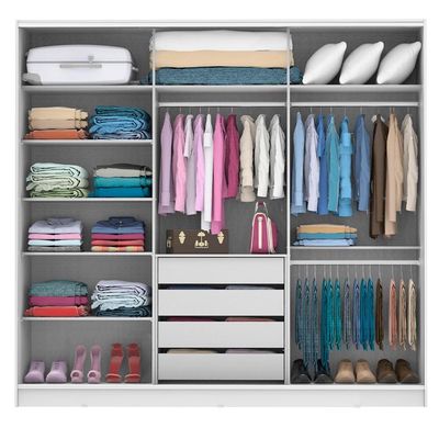 Guarda-roupa Casal Eros 3 Portas de Correr de Espelho Madesa