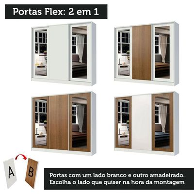 Guarda-roupa Casal Eros 3 Portas com Espelhos Madesa