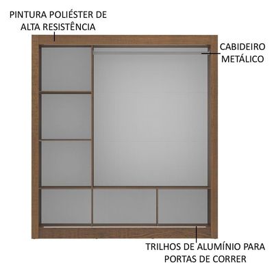 Guarda-roupa Casal Mônaco Rustic 3 Portas de Correr Madesa