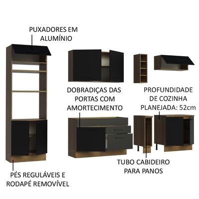 Cozinha Completa Madesa Agata Armário Balcão s/ Tampo Rustic