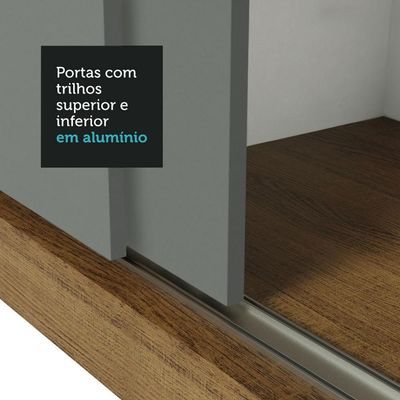 Guarda-roupa Casal Madesa Reno 3 Portas Correr Rustic Cinza