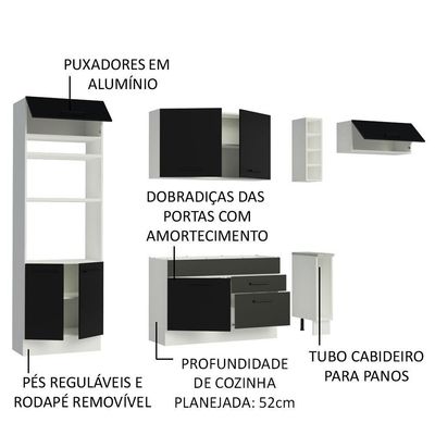 Cozinha Completa Madesa Agata Armário Balcão s/ Tampo Branco