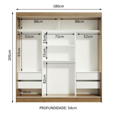 Guarda-roupa Casal Madesa Reno 3 Portas Correr Rustic Cinza
