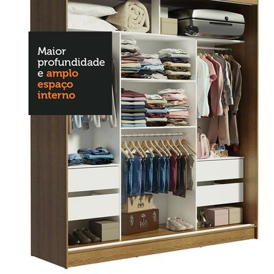 Guarda-roupa Casal Madesa Reno 3 Portas Correr Rustic Cinza