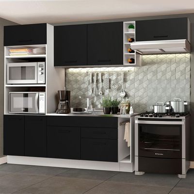 Cozinha Completa Madesa Agata Armário Balcão s/ Tampo Branco
