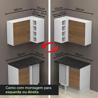 Cozinha Completa 459001 Com Armário E Balcão Branco/Rustic