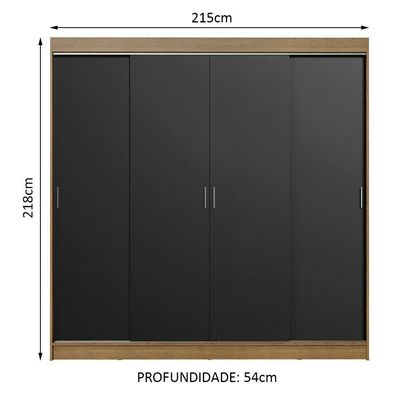 Guarda-roupa Casal Austin 4 Portas 3 Gavetas Rustic
