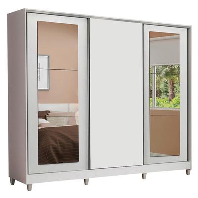 Guarda-roupa Casal Eros 3 Portas com Espelhos com Pés Madesa