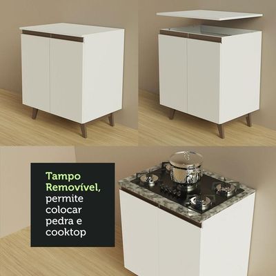 Cozinha Completa de Canto Reims com Armário e Balcão Branco