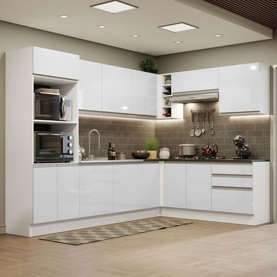 Cozinha Completa 479003 Armário E Balcão Branco Brilho