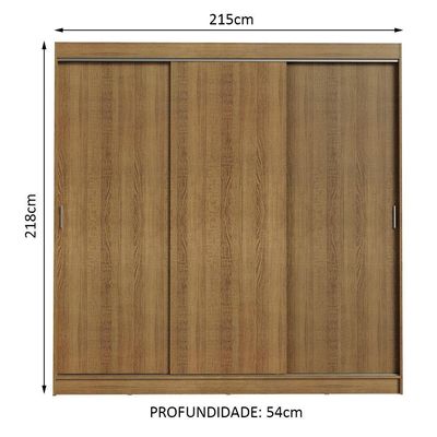Guarda-roupa Casal Kansas 3 Portas Correr 3 Gavetas Madesa