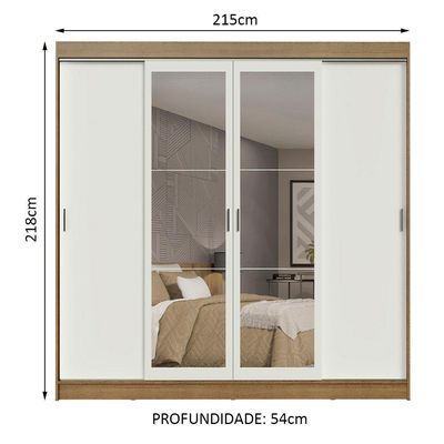 Guarda-roupa Casal Austin 4 Portas 3 Gavetas Rustic