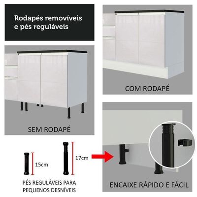 Cozinha Completa 479003 Armário E Balcão Branco Brilho
