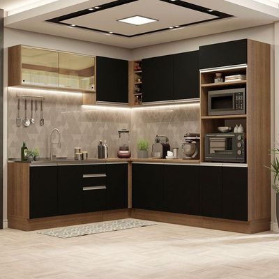 Cozinha Completa 459001 Com Armário E Balcão Rustic/Preto