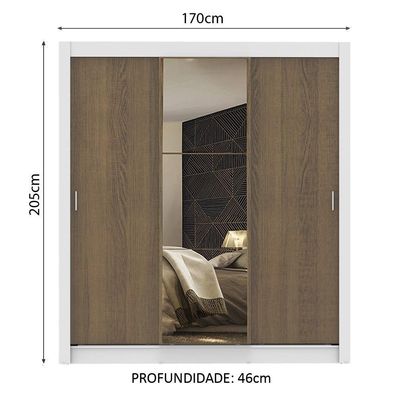 Guarda Roupa Casal Mônaco 3 Portas Correr 1 Espelho Madesa