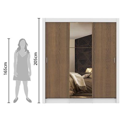 Guarda Roupa Casal Mônaco 3 Portas Correr 1 Espelho Madesa