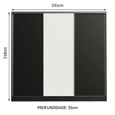 Guarda Roupa Casal Royale 3 Portas de Correr Pto Pto Branco