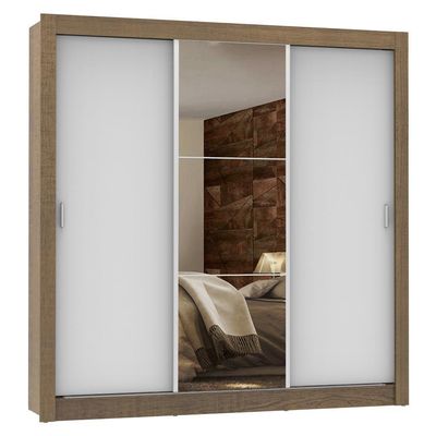 Guarda Roupa Casal Plus 3 Portas Espelho 4 Gavetas Madesa